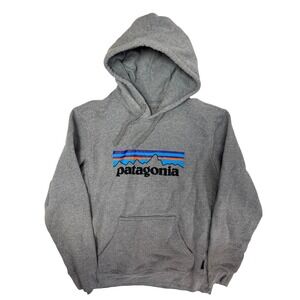 Patagonia P-6 Logo Uprisal Hoody Gravel Heather Grey Sweatshirt Mens M Womens S